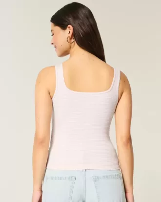 Camiseta de tirantes de cuello cuadrado y tejido acanalado sin costuras