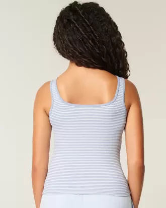 Camiseta de tirantes de cuello cuadrado y tejido acanalado sin costuras