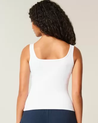 Camiseta de tirantes de cuello cuadrado y tejido acanalado sin costuras