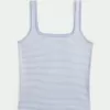 Camiseta de tirantes de cuello cuadrado y tejido acanalado sin costuras