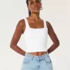Camiseta de tirantes de cuello cuadrado y tela sin costuras
