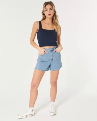 Camiseta de tirantes de cuello cuadrado y tela sin costuras