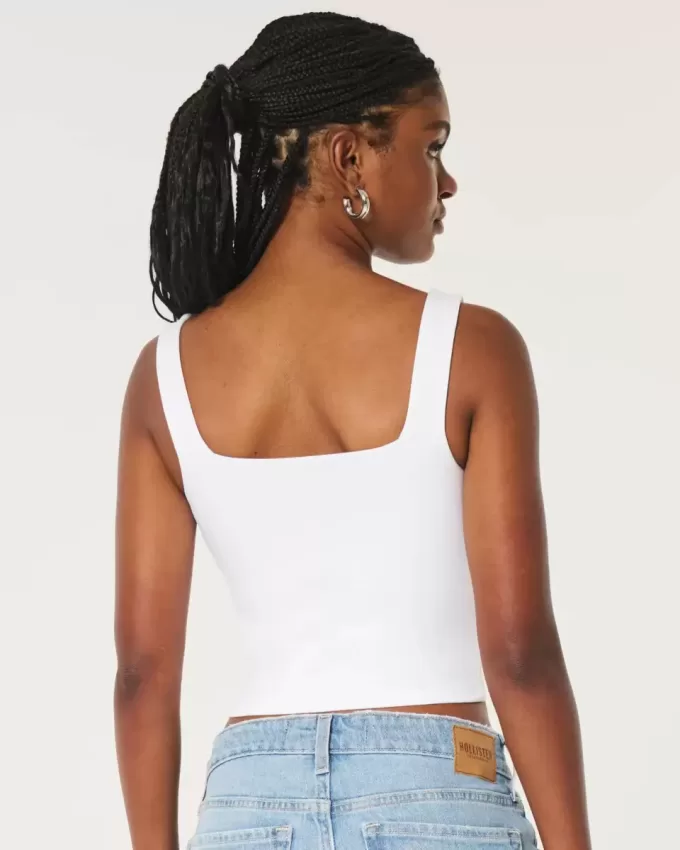 Camiseta de tirantes de cuello cuadrado y tela sin costuras