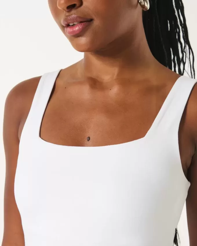 Camiseta de tirantes de cuello cuadrado y tela sin costuras