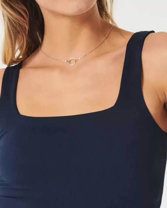 Camiseta de tirantes de cuello cuadrado y tela sin costuras Camiseta de tirantes de cuello cuadrado y tela sin costuras