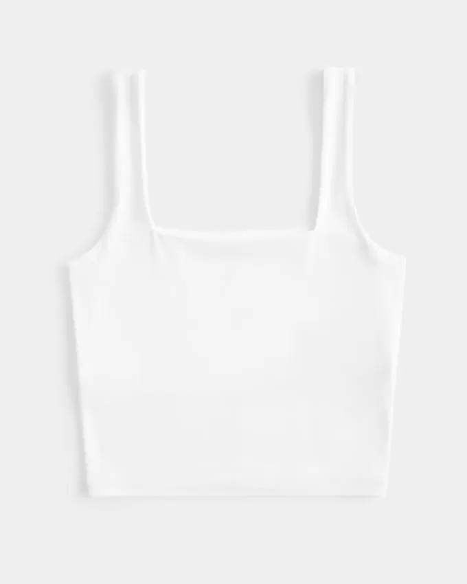 Camiseta de tirantes de cuello cuadrado y tela sin costuras