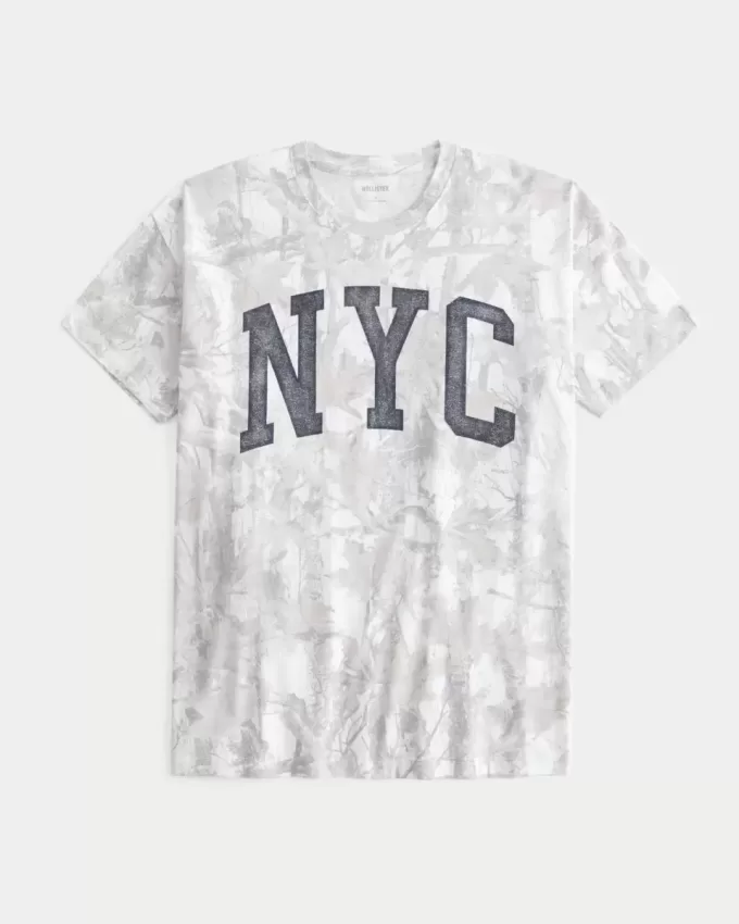 Camiseta estampada de camuflaje NYC de gran tamaño Camiseta estampada de camuflaje NYC de gran tamaño