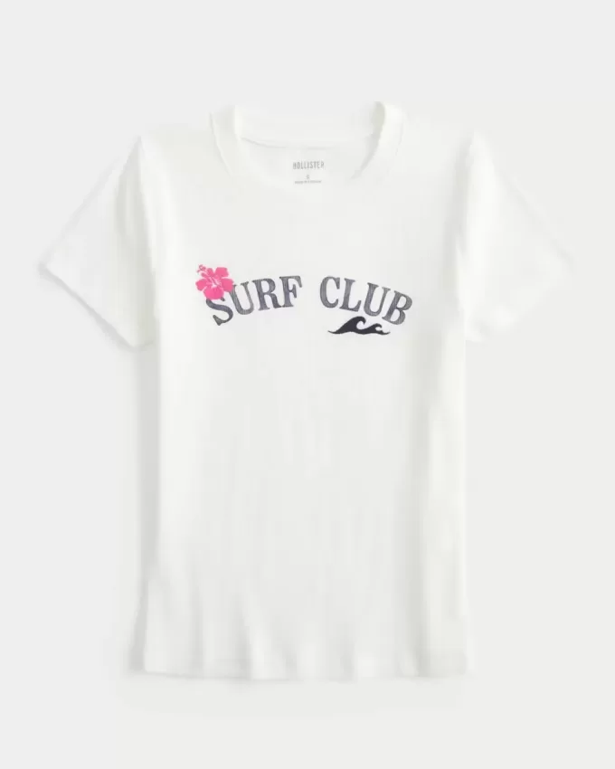 Camiseta estampada para bebé con canalé Surf Club Camiseta estampada para bebé con canalé Surf Club
