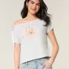 Camiseta fácil de anudar con hombros descubiertos Camiseta fácil de anudar con hombros descubiertos