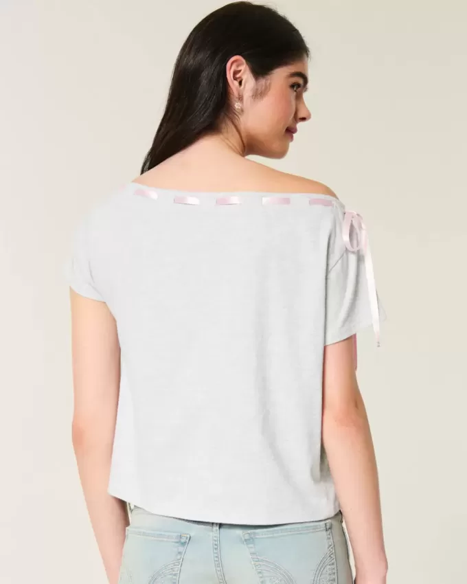 Camiseta fácil de anudar con hombros descubiertos Camiseta fácil de anudar con hombros descubiertos