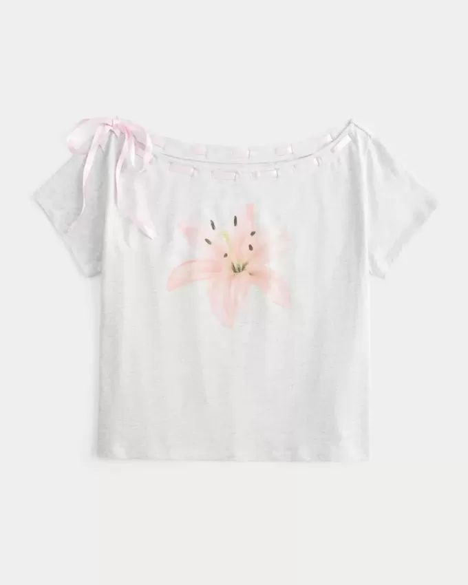Camiseta fácil de anudar con hombros descubiertos Camiseta fácil de anudar con hombros descubiertos