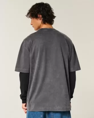 Camiseta gráfica cuadrada con estrella de peso pesado