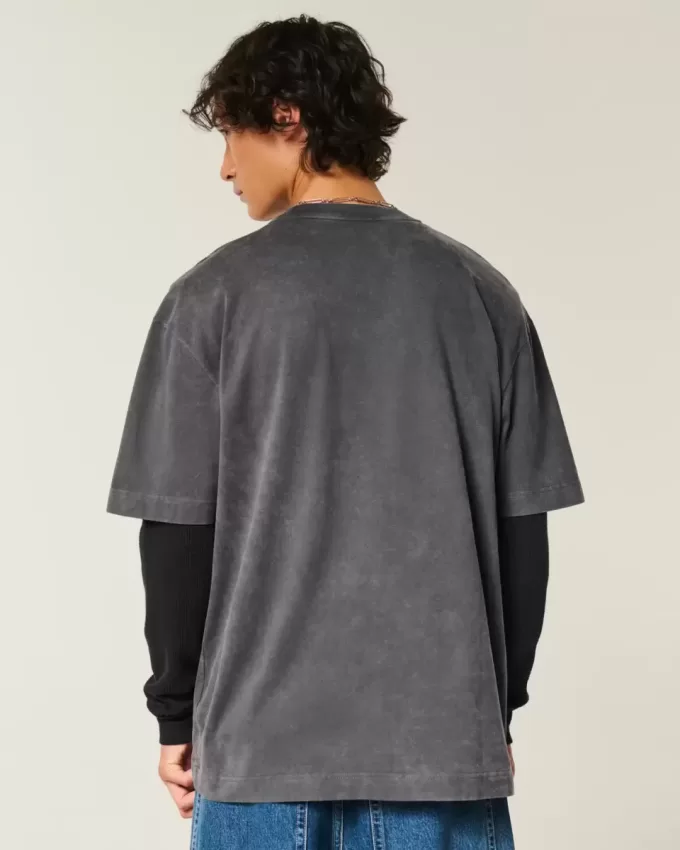 Camiseta gráfica cuadrada con estrella de peso pesado Camiseta gráfica cuadrada con estrella de peso pesado