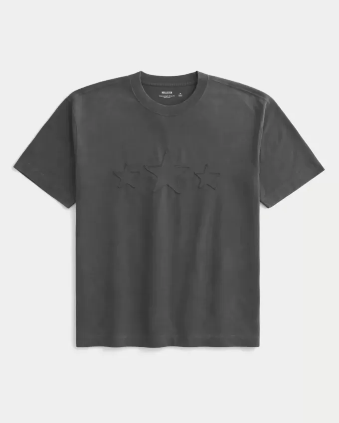 Camiseta gráfica cuadrada con estrella de peso pesado Camiseta gráfica cuadrada con estrella de peso pesado