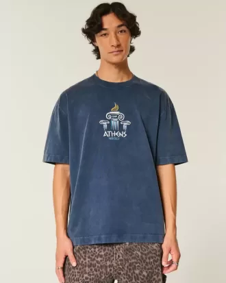 Camiseta gráfica cuadrada de peso pesado de Atenas