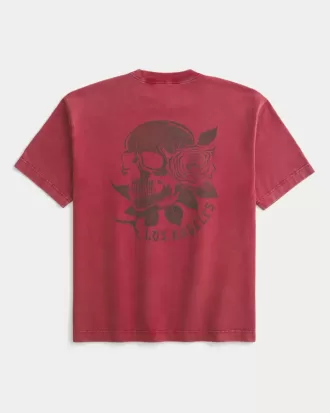 Camiseta gráfica cuadrada de peso pesado de Los Ángeles