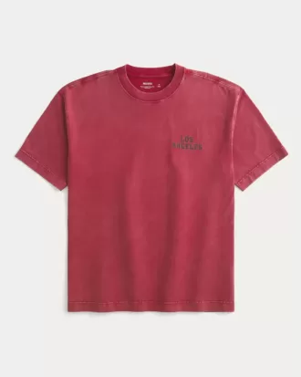 Camiseta gráfica cuadrada de peso pesado de Los Ángeles