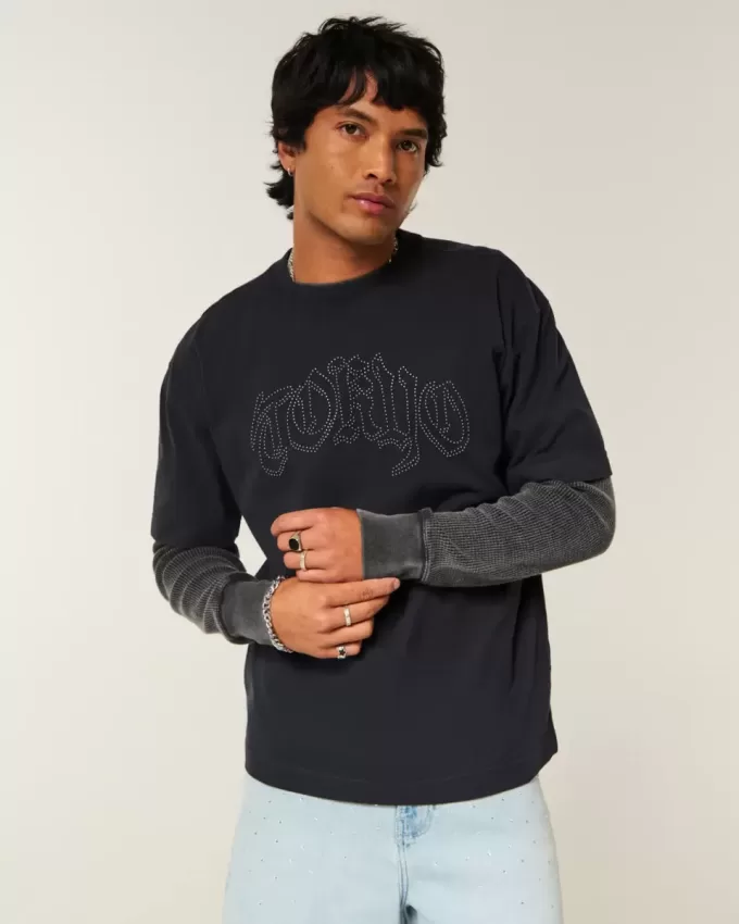 Camiseta gráfica cuadrada de peso pesado de Tokio Camiseta gráfica cuadrada de peso pesado de Tokio