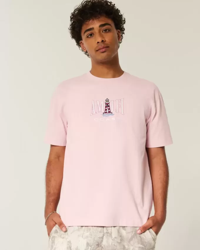 Camiseta gráfica cuadrada y pesada de la Costa de Amalfi Camiseta gráfica cuadrada y pesada de la Costa de Amalfi