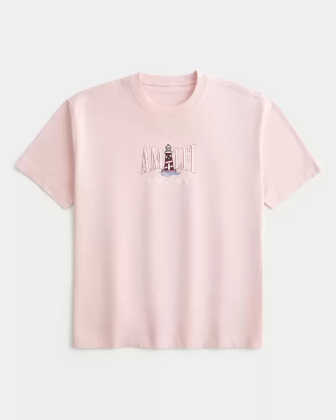 Camiseta gráfica cuadrada y pesada de la Costa de Amalfi Camiseta gráfica cuadrada y pesada de la Costa de Amalfi