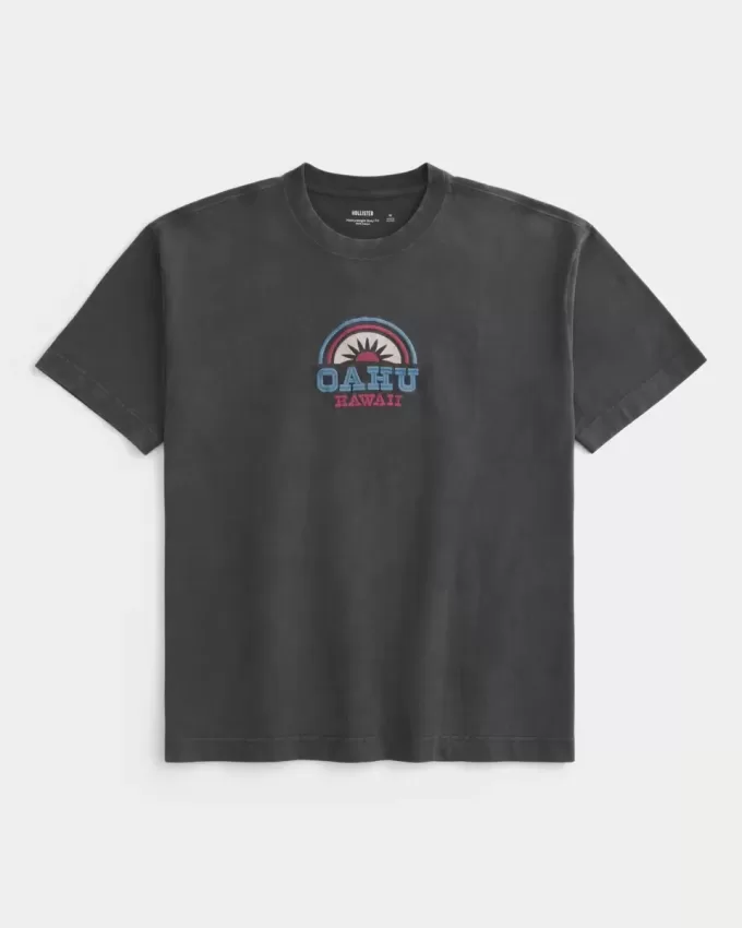 Camiseta gráfica cuadrada y pesada de Oahu Camiseta gráfica cuadrada y pesada de Oahu