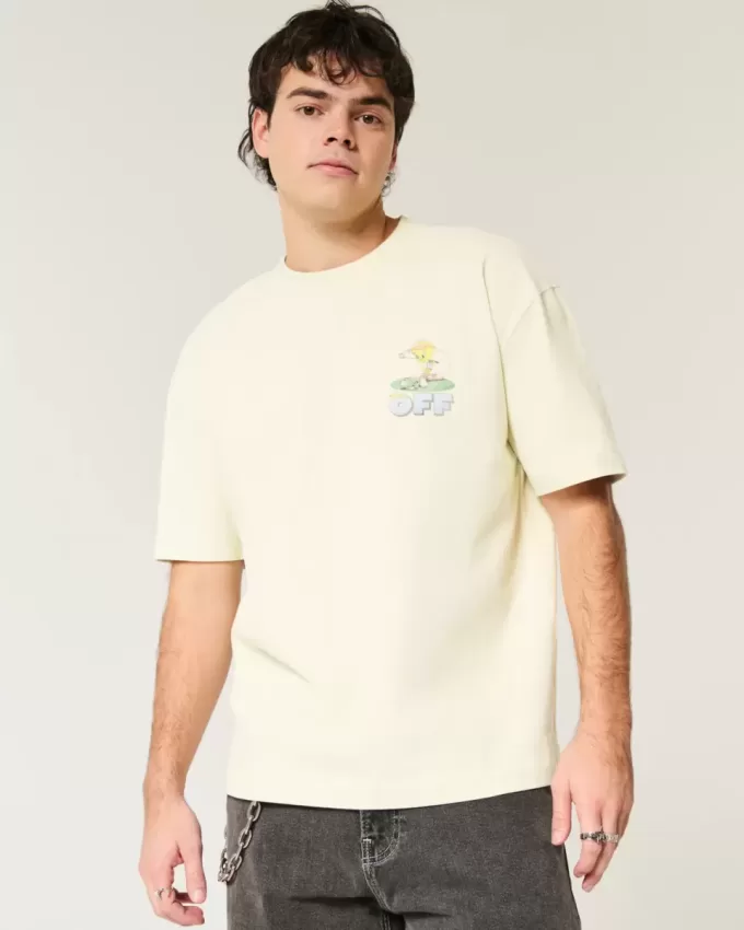 Camiseta gráfica de golf Tweety de peso pesado y caja Camiseta gráfica de golf Tweety de peso pesado y caja