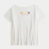 Camiseta gráfica de mercado agrícola de gran tamaño con hombros descubiertos