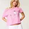 Camiseta gráfica de Snoopy con hombros descubiertos