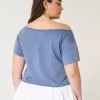 Camiseta gráfica de verano con hombros descubiertos