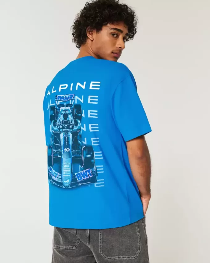 Camiseta gráfica del equipo BWT Alpine F1, de peso pesado y estilo cuadrado Camiseta gráfica del equipo BWT Alpine F1, de peso pesado y estilo cuadrado