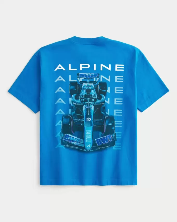 Camiseta gráfica del equipo BWT Alpine F1, de peso pesado y estilo cuadrado Camiseta gráfica del equipo BWT Alpine F1, de peso pesado y estilo cuadrado