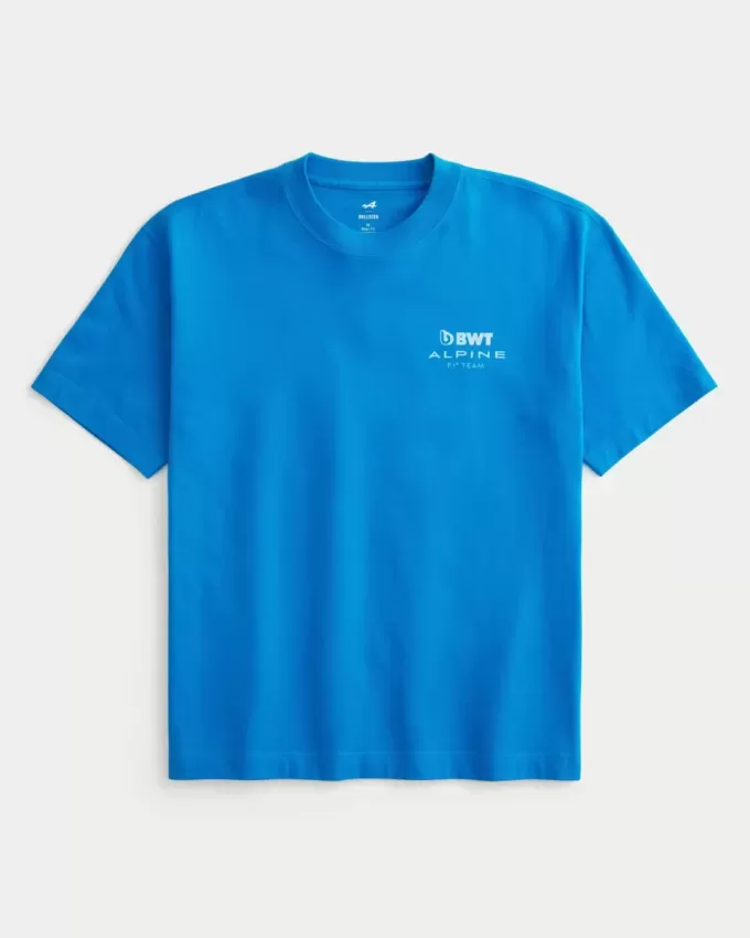 Camiseta gráfica del equipo BWT Alpine F1, de peso pesado y estilo cuadrado Camiseta gráfica del equipo BWT Alpine F1, de peso pesado y estilo cuadrado