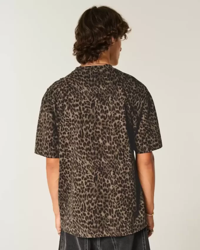 Camiseta gráfica Dodge Hellcat con estampado de leopardo, de peso pesado y estilo cuadrado Camiseta gráfica Dodge Hellcat con estampado de leopardo, de peso pesado y estilo cuadrado