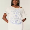 Camiseta gráfica extragrande con hombros descubiertos Camiseta gráfica extragrande con hombros descubiertos
