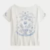 Camiseta gráfica extragrande con hombros descubiertos Camiseta gráfica extragrande con hombros descubiertos