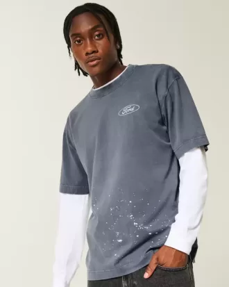 Camiseta gráfica Ford de peso pesado y cuadrado
