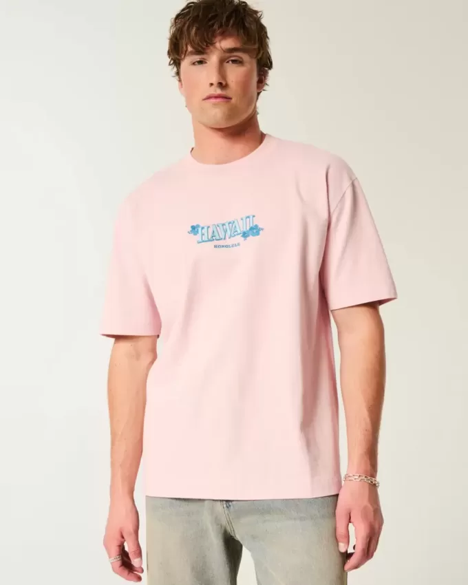 Camiseta gráfica hawaiana de peso pesado y cuadrada Camiseta gráfica hawaiana de peso pesado y cuadrada