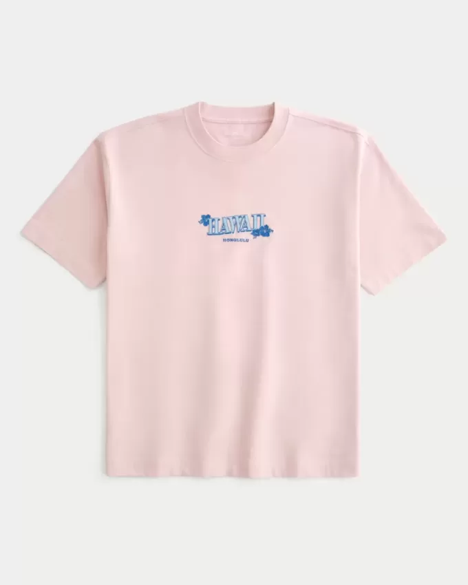 Camiseta gráfica hawaiana de peso pesado y cuadrada Camiseta gráfica hawaiana de peso pesado y cuadrada