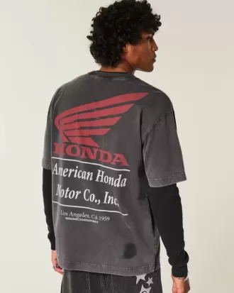 Camiseta gráfica Honda de peso pesado y cuadrada