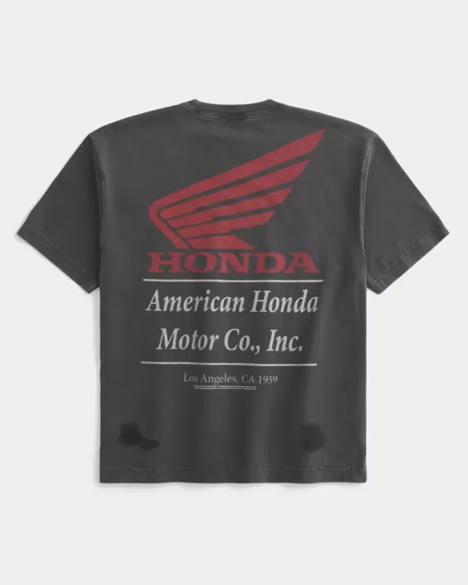 Camiseta gráfica Honda de peso pesado y cuadrada Camiseta gráfica Honda de peso pesado y cuadrada