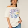Camiseta gráfica Kauai de gran tamaño con hombros descubiertos