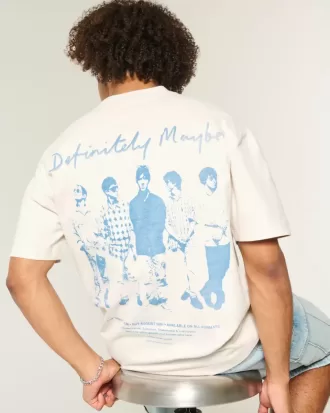 Camiseta gráfica Oasis de corte cuadrado y peso pesado