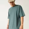 Camiseta holgada de algodón con cuello redondo