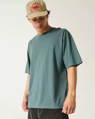 Camiseta holgada de algodón con cuello redondo