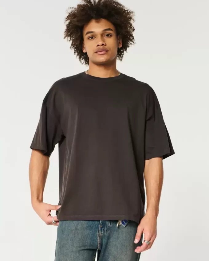 Camiseta holgada de algodón con cuello redondo