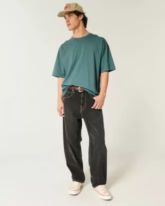 Camiseta holgada de algodón con cuello redondo