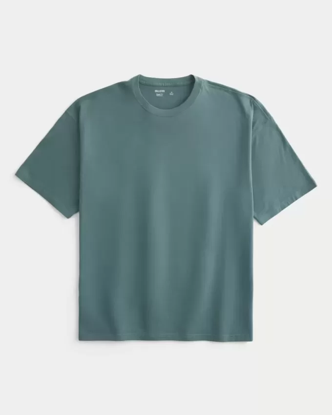 Camiseta holgada de algodón con cuello redondo