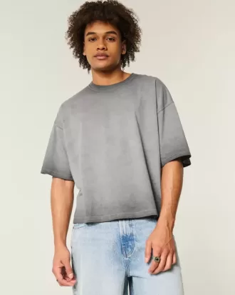 Camiseta holgada lavada con cuello redondo