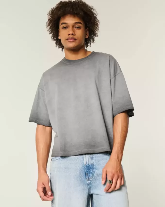 Camiseta holgada lavada con cuello redondo Camiseta holgada lavada con cuello redondo
