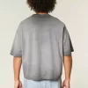 Camiseta holgada lavada con cuello redondo Camiseta holgada lavada con cuello redondo